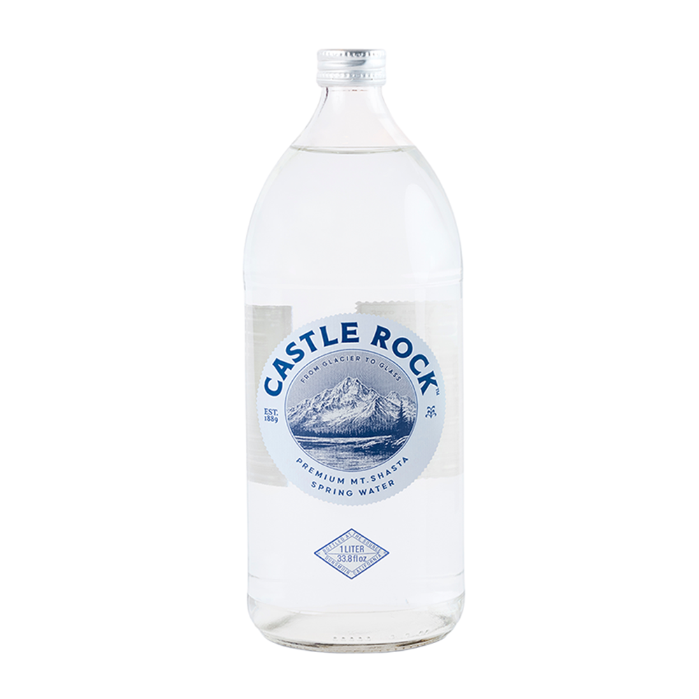 Castle Rock Premium Spring Water - 1 Liter Glass Bottle (12-Pack)